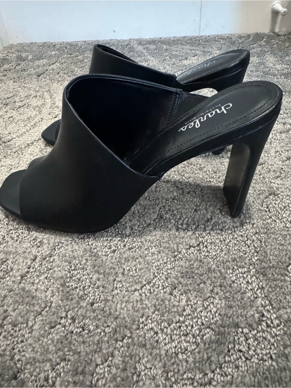 Charles by Charles David Black Peep Toe Mule Heels - Size 9
